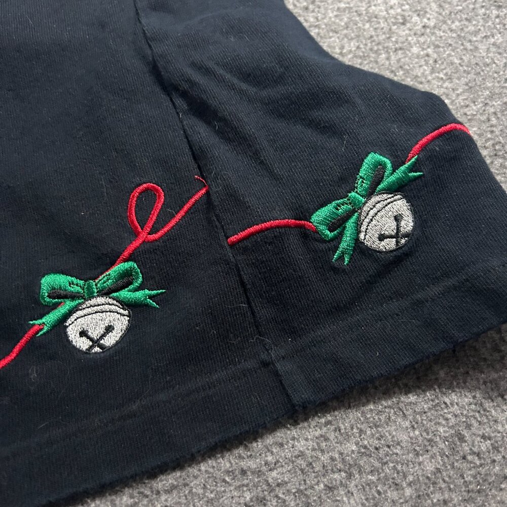 Vtg Westbound Christmas Black Jumper Dress Sz M Maxi Bells Cottagecore 90's - Picture 2 of 10